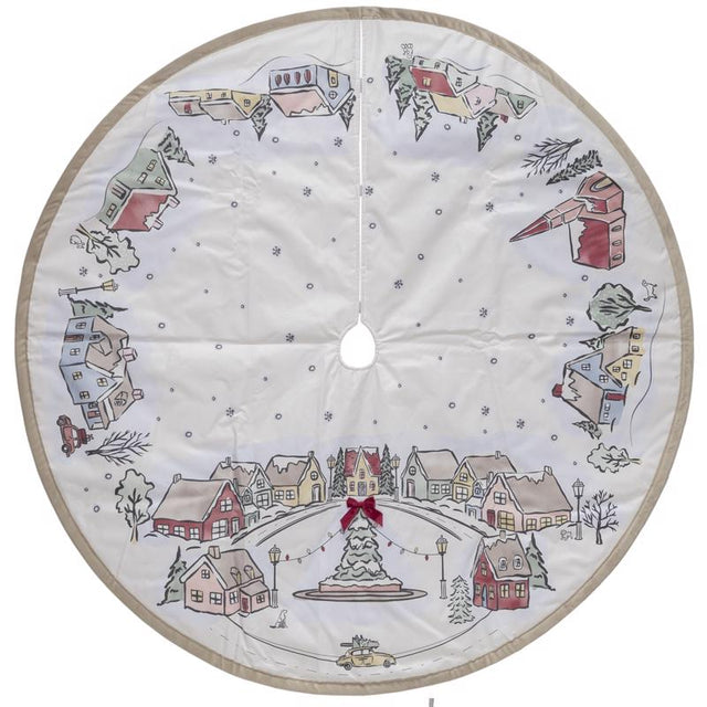 Dyno White/Warm Gray Tree Village Tree Skirt, Pack of 4