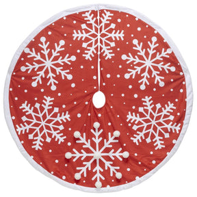 Dyno Red/White Large Snowflake Printed Tree Skirt, Pack of 4