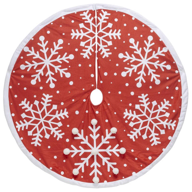 Dyno Red/White Large Snowflake Printed Tree Skirt, Pack of 4