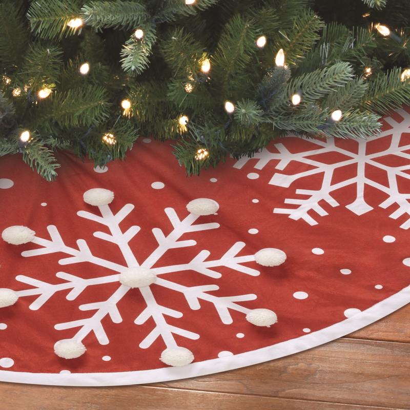 Dyno Red/White Large Snowflake Printed Tree Skirt, Pack of 4