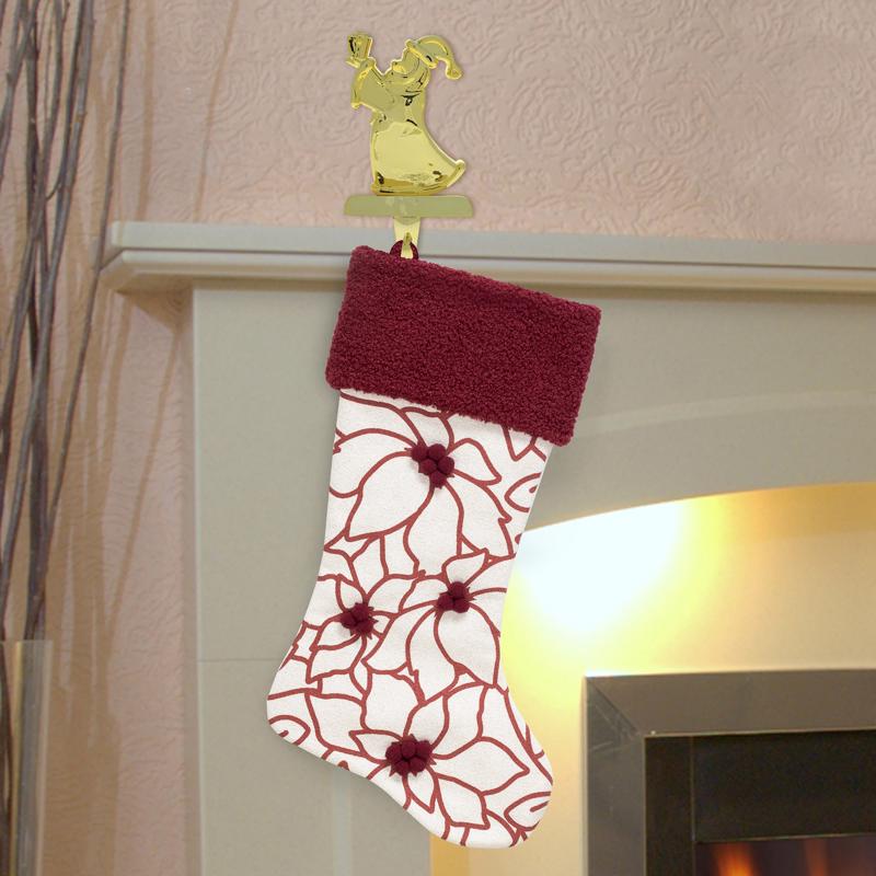 Dyno Ivory/Red Poinsettia Christmas Stocking 20 in., Pack of 12