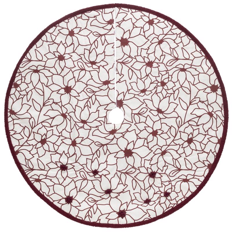 Dyno Ivory/Red Poinsettia Tree Skirt, Pack of 4