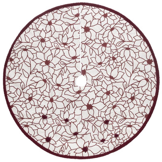 Dyno Ivory/Red Poinsettia Tree Skirt, Pack of 4