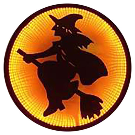 Celebrations Orange 63 ct 13.75 in. LED Prelit Witch on Broom Window Decor, Pack of 6