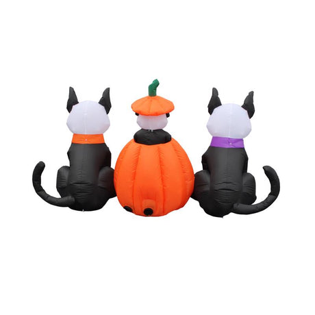A Holiday Company 7 ft. LED Prelit Animated Skeleton Dog Family Inflatable