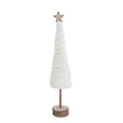 Creative Co-Op Cream Christmas Tree with Star and Wood Base Table Decor 18 in., Pack of 4