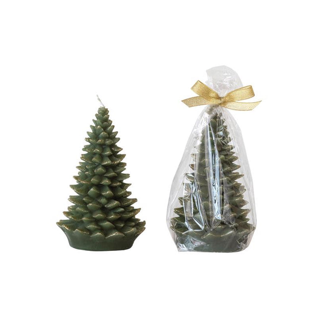 Creative Co-Op Green Unscented Tree Shaped Candle, Pack of 3