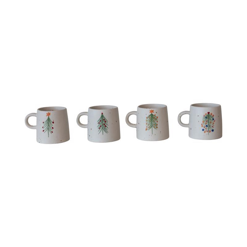 Creative Co-Op Multicolored Christmas Tree Mug 4 in., Pack of 4