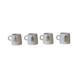 Creative Co-Op Multicolored Christmas Tree Mug 4 in., Pack of 4