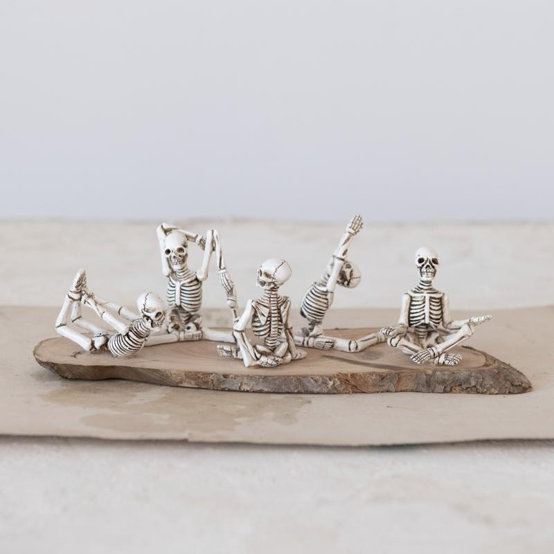 Creative Co-Op Skeleton in Yoga Pose 5 Styles Halloween Decor, Pack of 5