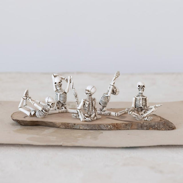Creative Co-Op Skeleton in Yoga Pose 5 Styles Halloween Decor, Pack of 5
