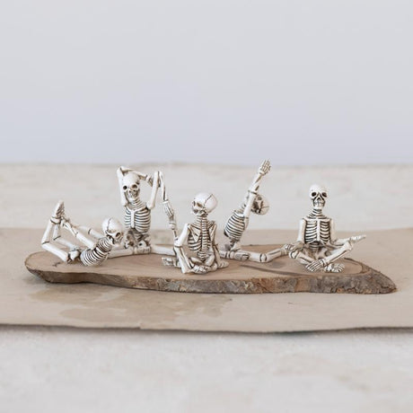 Creative Co-Op Skeleton in Yoga Pose 5 Styles Halloween Decor, Pack of 5