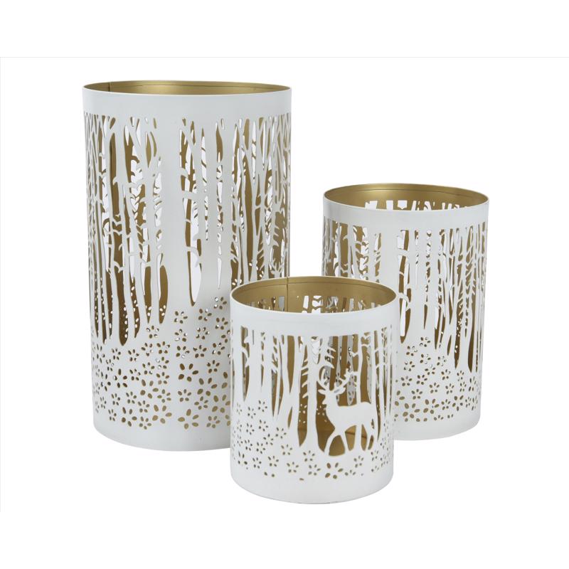 Decoris White/Gold Lantern 8 in., Pack of 6