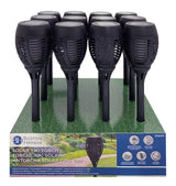 Boston Harbor 26076 Solar TIKI Torch, NI-Mh Battery, AA Battery, 32-Lamp, Plastic Fixture, Black, Pack of 12