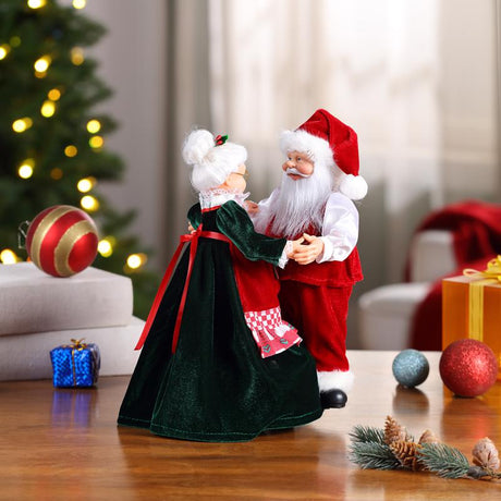 Mr. Christmas Multicolored Really Dancing Santa and Mrs. Musical Animated Decor 12 in.