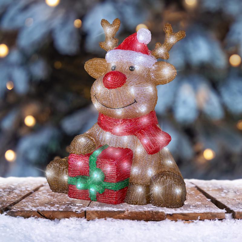 Lumineo LED Cool White Reindeer 18 in. Yard Decor