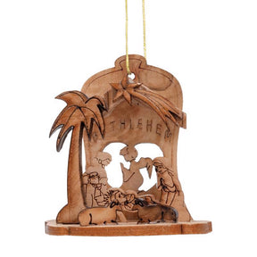Holy Land Olive Wood Natural 3D Nativity Ornaments 3 in., Pack of 20