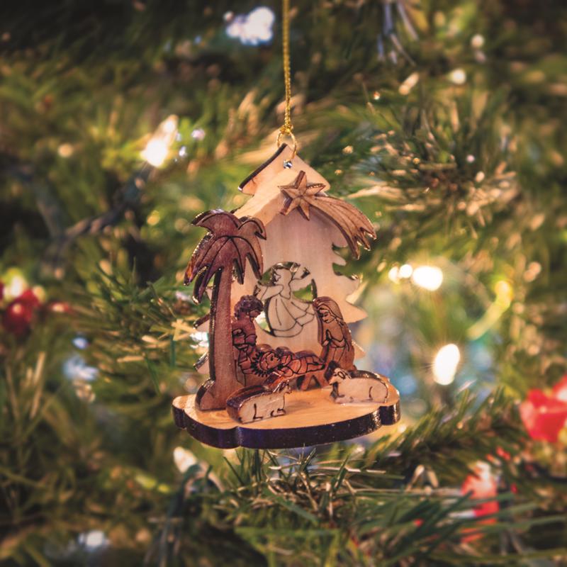 Holy Land Olive Wood Natural 3D Nativity Ornaments 3 in., Pack of 20