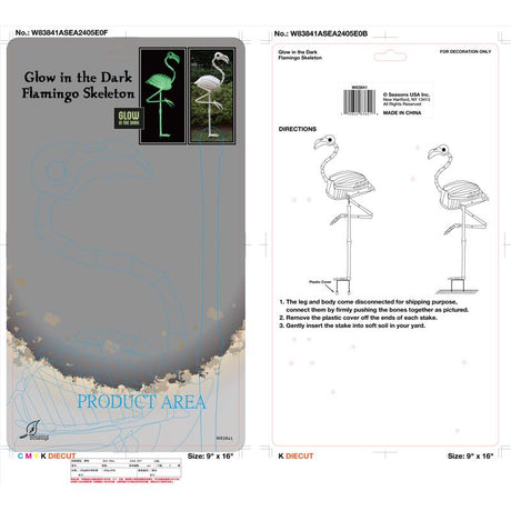 Seasons 34 in. Skeleton Flamingo Halloween Decor, Pack of 2