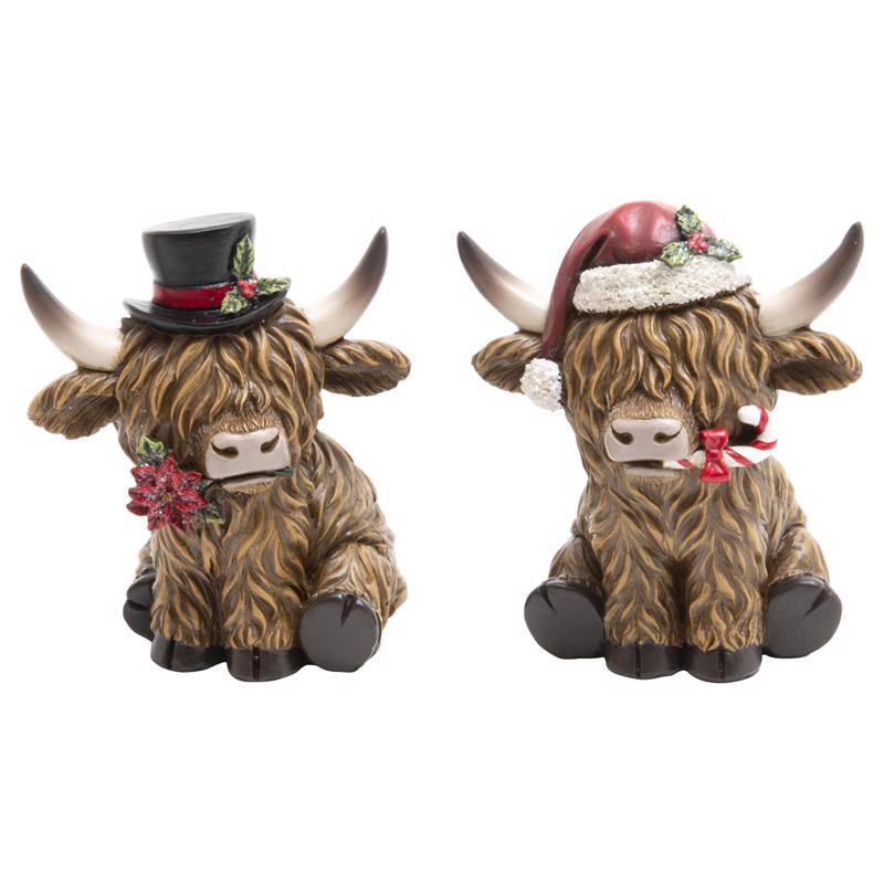 Gerson Assorted Holiday Cows Table Decor 4.33 in., Pack of 4