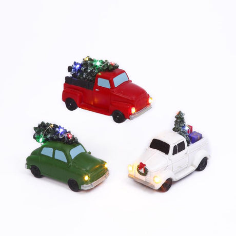 Gerson Multicolored Lighted Truck with Trees Table Decor, Pack of 9