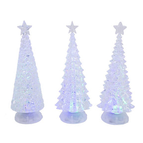 Gerson Clear Lighted Spinning Water Globe Trees Table Decor 13 in., Pack of 3