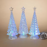 Gerson Clear Lighted Spinning Water Globe Trees Table Decor 13 in., Pack of 3