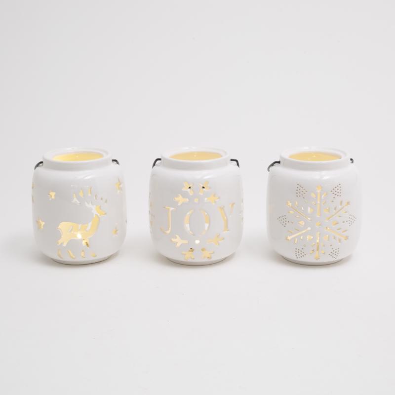Gerson White Lighted Holiday Design Lantern 5 in., Pack of 12