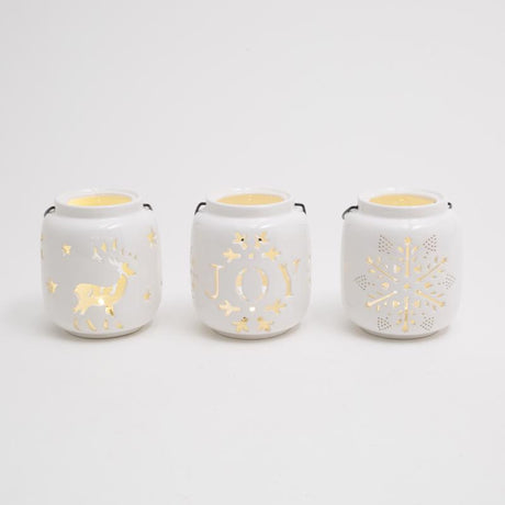 Gerson White Lighted Holiday Design Lantern 5 in., Pack of 12