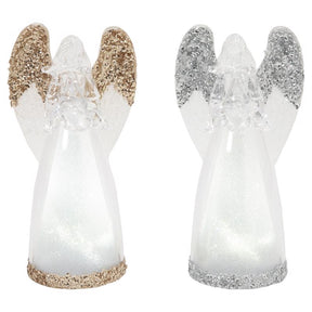 Gerson Gold/Silver Lighted Spinning Water Globe Angel Table Decor 7 in., Pack of 6