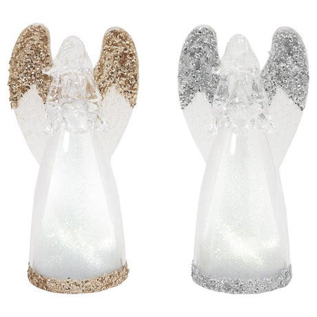 Gerson Gold/Silver Lighted Spinning Water Globe Angel Table Decor 7 in., Pack of 6