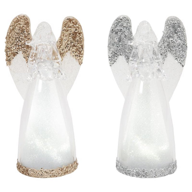 Gerson Gold/Silver Lighted Spinning Water Globe Angel Table Decor 7 in., Pack of 6