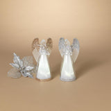 Gerson Gold/Silver Lighted Spinning Water Globe Angel Table Decor 7 in., Pack of 6