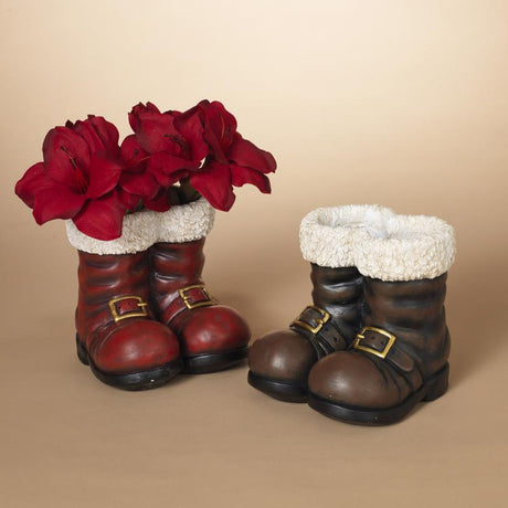 Gerson Multicolored Magnesium Santa Boots Table Decor 9 in., Pack of 4