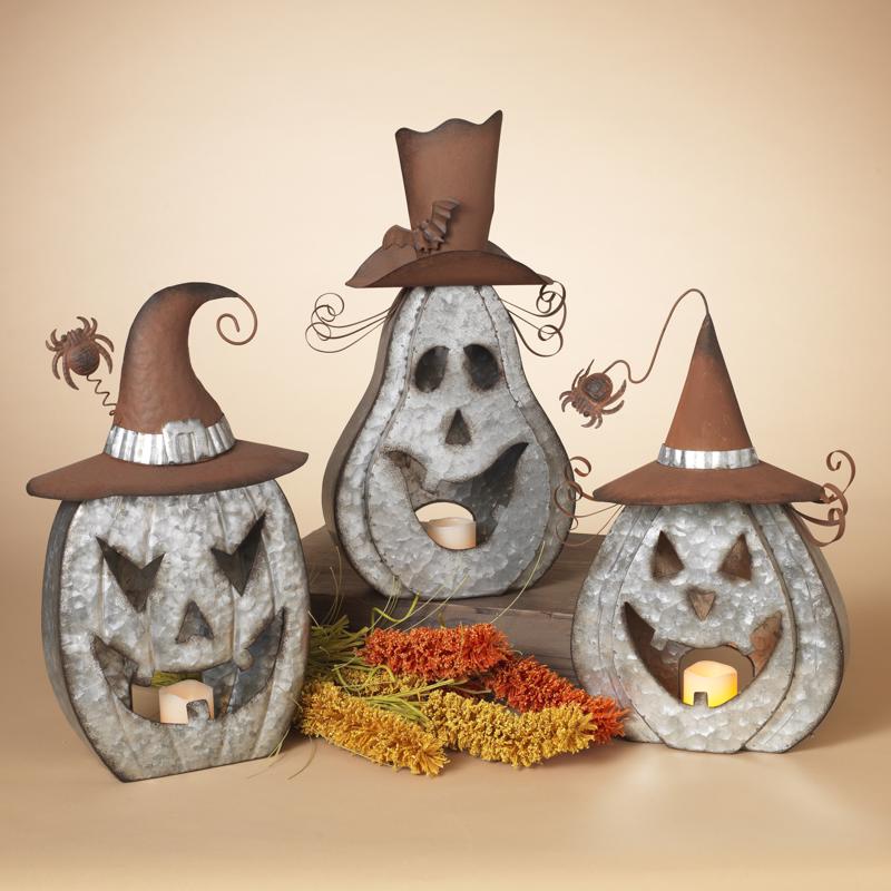 Gerson 18 in. Halloween Pumpkin Luminary Halloween Decor, Pack of 3