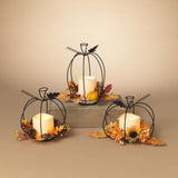 Gerson 9 in. Harvest Pumpkin & LED Candle Fall Decor, Pack of 6