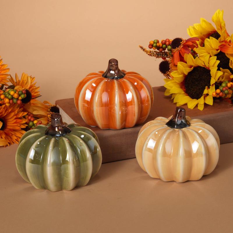 Gerson 4 in. Harvest Pumpkin Fall Decor, Pack of 3
