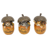 Gerson 5 in. Harvest Forest Critters in Acorns Fall Decor, Pack of 12