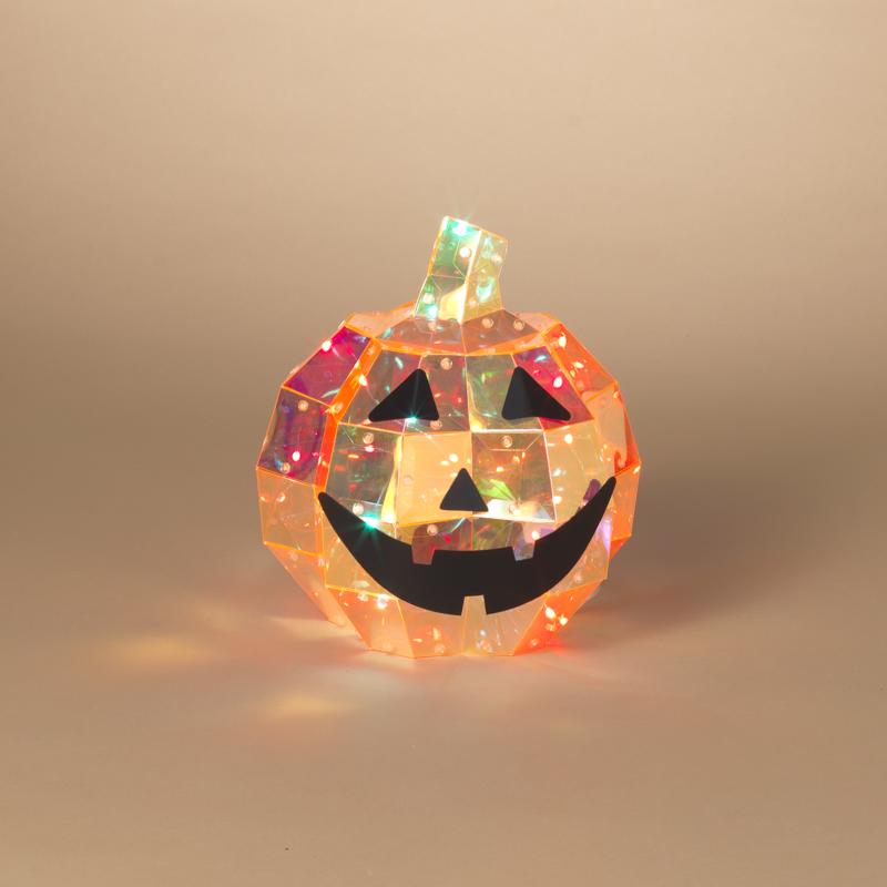 Gerson 10 in. Holographic Halloween Pumpkin Halloween Decor, Pack of 4