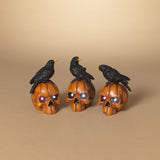 Gerson 6 in. Pumpkin Skull with Crow Fall Decor, Pack of 12