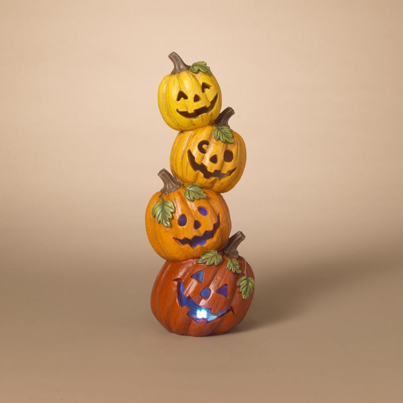 Gerson 16 in. Stacked Pumpkins Halloween Decor, Pack of 4