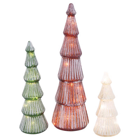 Gerson Multicolored Mercury Holiday Trees Table Decor, Pack of 2