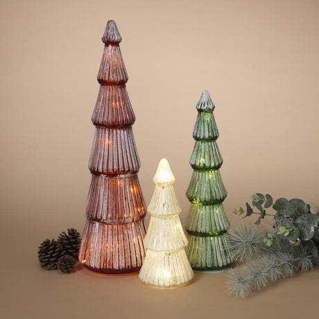 Gerson Multicolored Mercury Holiday Trees Table Decor, Pack of 2