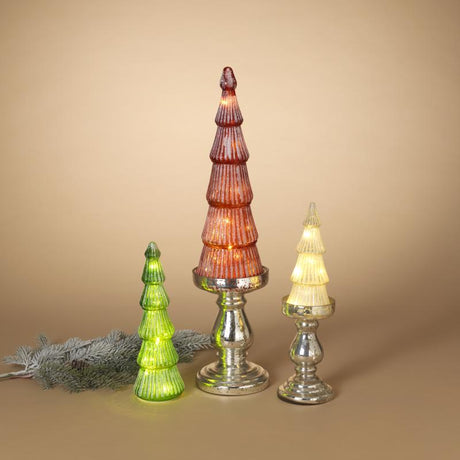 Gerson Multicolored Mercury Holiday Trees Table Decor, Pack of 2