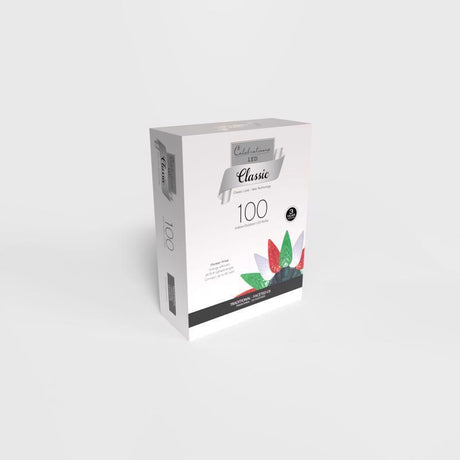 Celebrations Classic LED C6 Red/Green/Pure White 100 ct String Christmas Lights 24.75 ft.