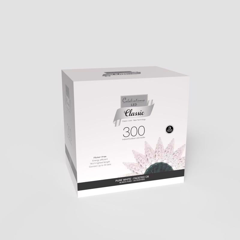 Celebrations Classic LED C6 Pure White 300 ct String Christmas Lights 74.5 ft.