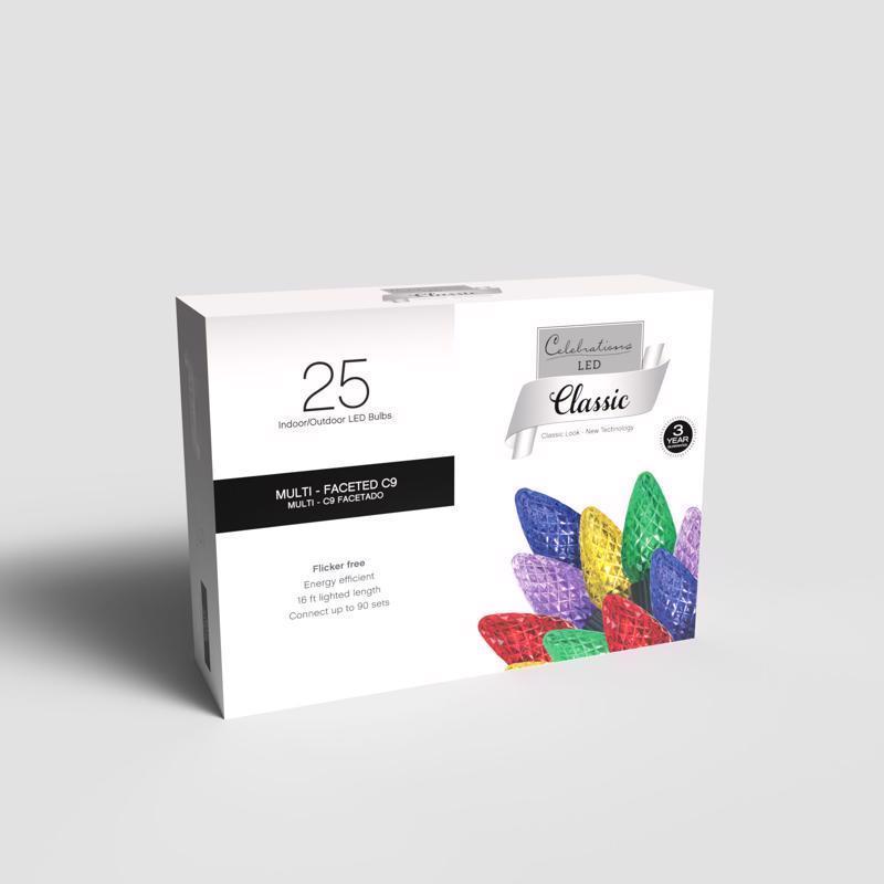 Celebrations Classic LED C9 Multicolored 25 ct String Christmas Lights 16 ft.