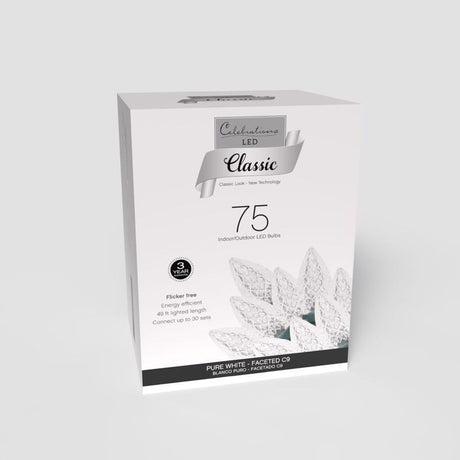 Celebrations Classic LED C9 Pure White 75 ct String Christmas Lights 49 ft.