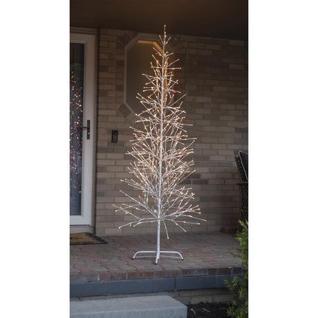 Celebrations LED Red/White Light Birch Tree 6.5 ft. Yard Decor