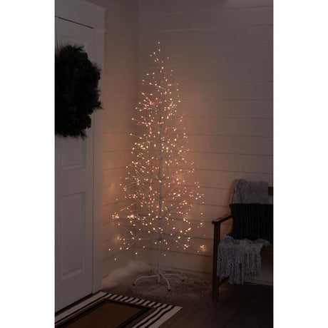 Celebrations LED Red/White Light Birch Tree 6.5 ft. Yard Decor